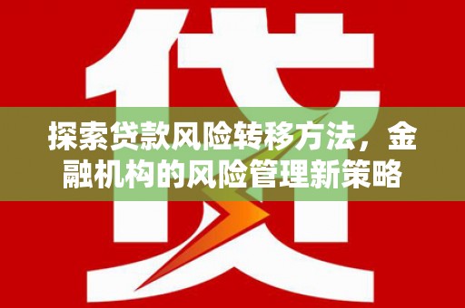 沙依巴克探索贷款风险转移方法，金融机构的风险管理新策略