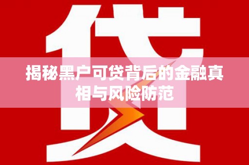 沙依巴克揭秘黑户可贷背后的金融真相与风险防范