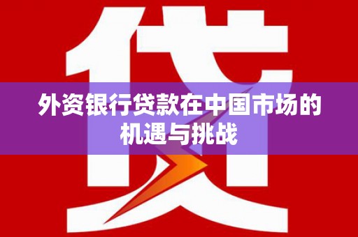 沙依巴克外资银行贷款在中国市场的机遇与挑战