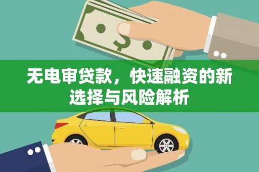 沙依巴克无电审贷款，快速融资的新选择与风险解析