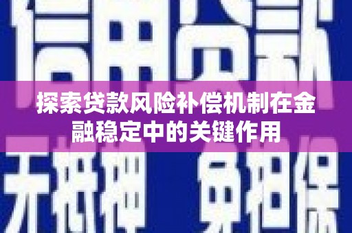 沙依巴克探索贷款风险补偿机制在金融稳定中的关键作用