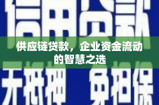 沙依巴克供应链贷款，企业资金流动的智慧之选