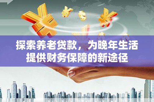 沙依巴克探索养老贷款，为晚年生活提供财务保障的新途径