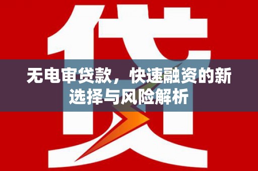 沙依巴克无电审贷款，快速融资的新选择与风险解析