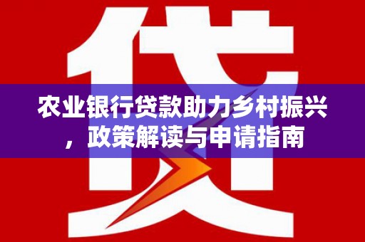 沙依巴克农业银行贷款助力乡村振兴，政策解读与申请指南
